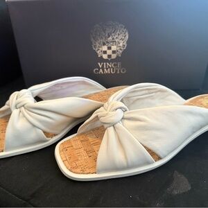 Vince Camuto Cream Knot Slide Sandals